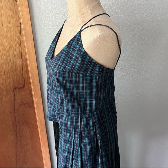 PETERSYN sz M Blue Plaid Woven Tank Top Long Sides High Low - Picture 2 of 16